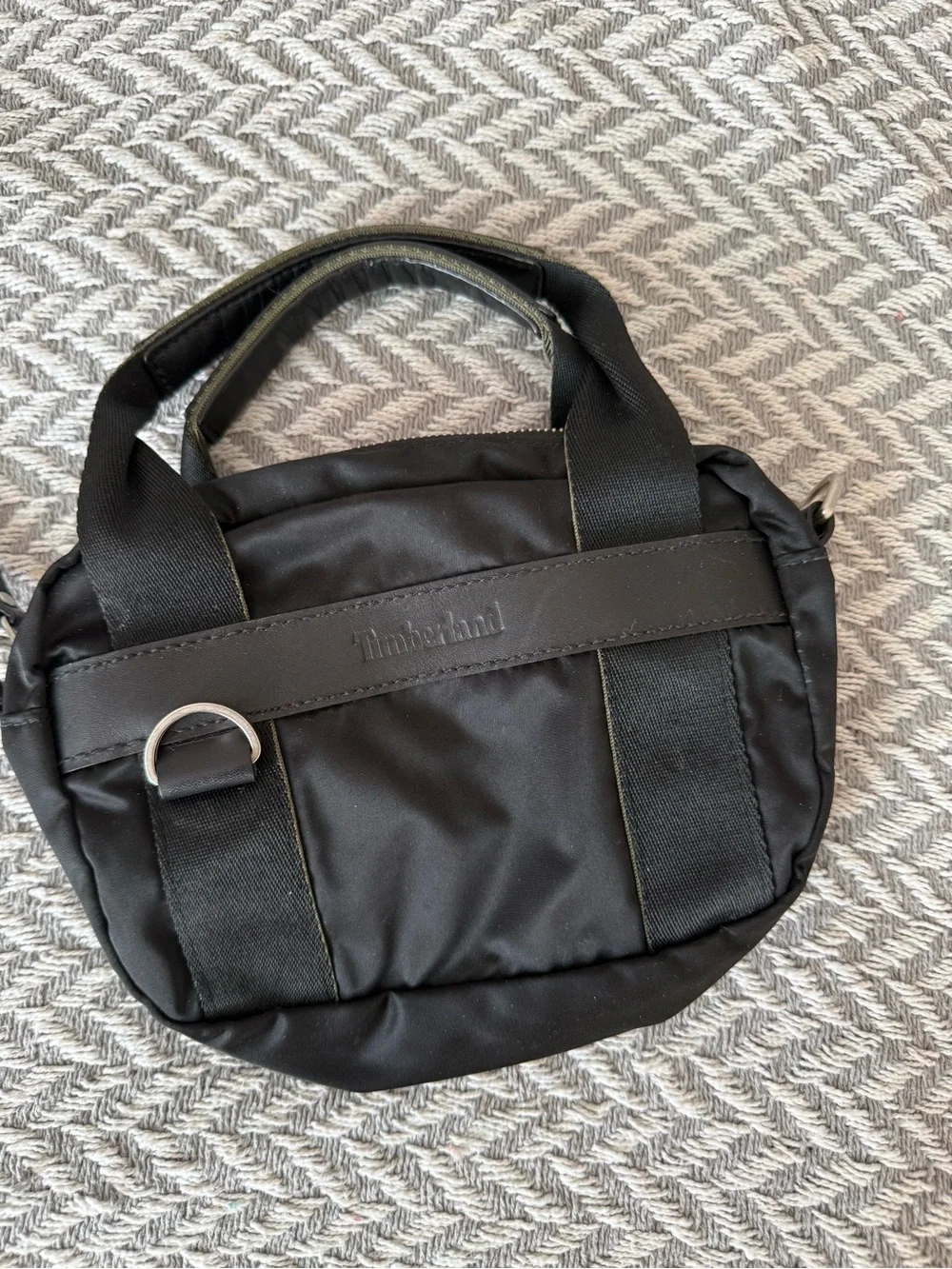 Timberland Black Crossbody Tote Bag with Metal D-Ring